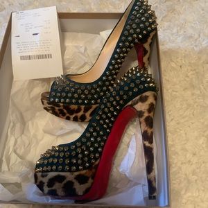 Christian Louboutin studded heels, leopard detail